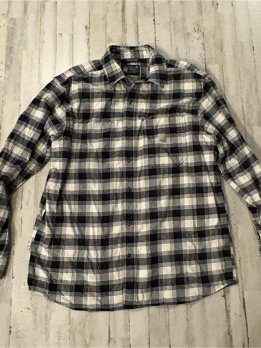 Carhartt Black and White Plaid Button-Down Shirt